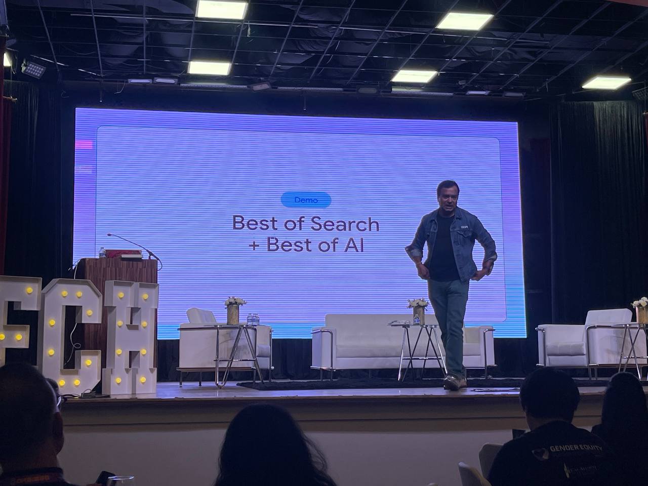 Google demonstrating voice UX and search at TECH FEST 2026