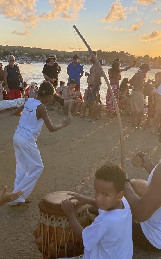 Capoeira roda at sunset in Itacaré — Tribo Bahia Mirim lineage